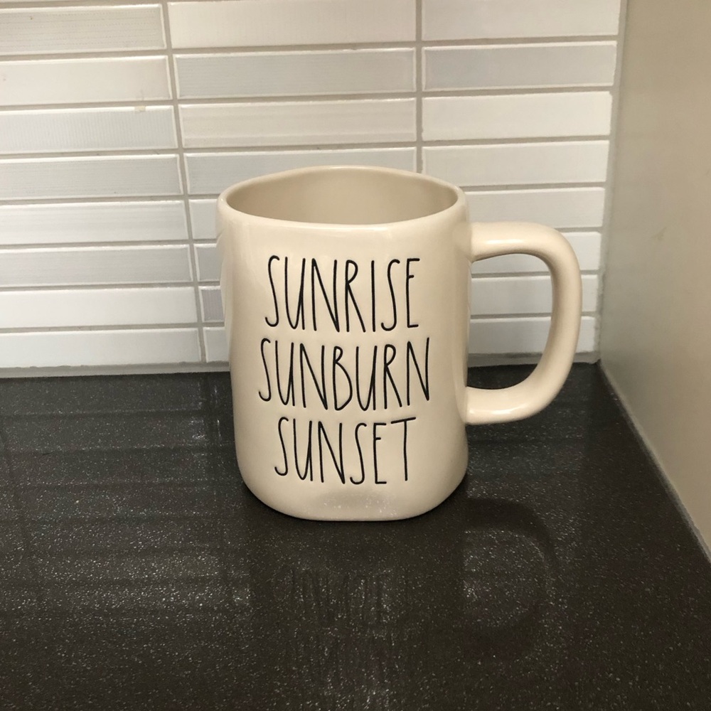 Rae Dunn “Sunrise, Sunburn, Sunset” mug